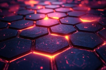 Obraz premium Futuristic Science Technology Banner Geometric Hexagonal Background Molecular Structure Digital Innovation Header