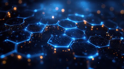 Futuristic Molecular Network Abstract Background in Blue Tones for Technology and Science