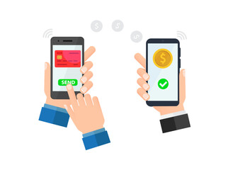 Transfer money by mobile phone stock illustration