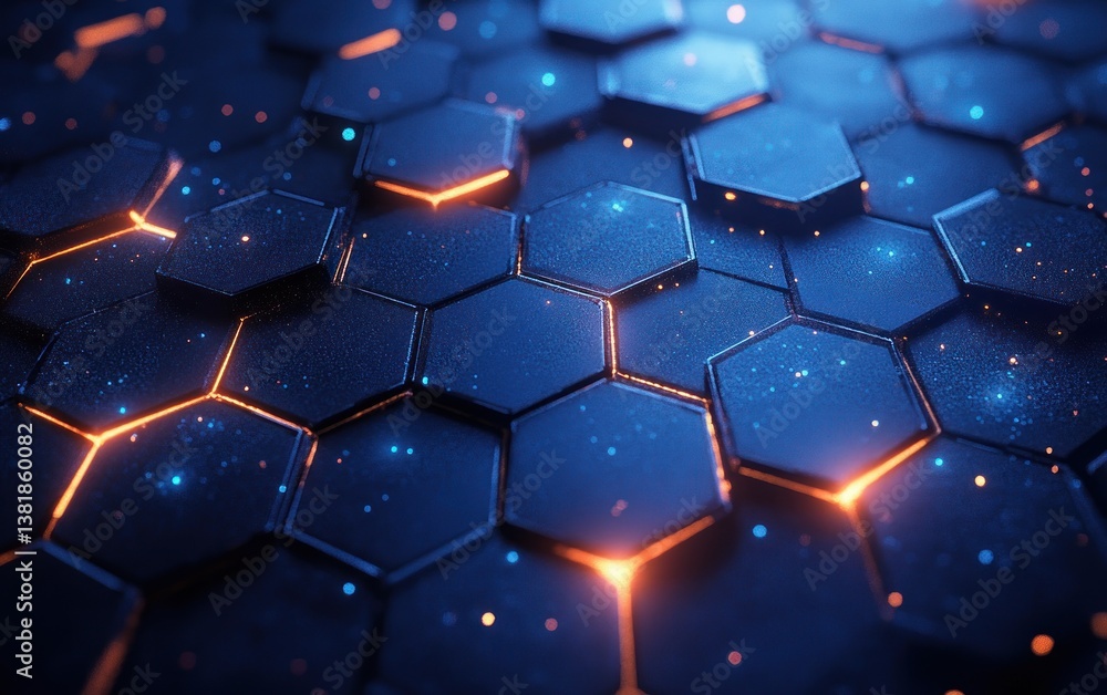 Poster futuristic hexagonal grid background for molecular science and technology research