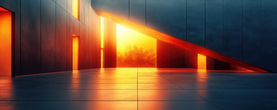 Geometric Design of Golden Blocks in Isometric Style with Black Background and Modern Art Deco Influence