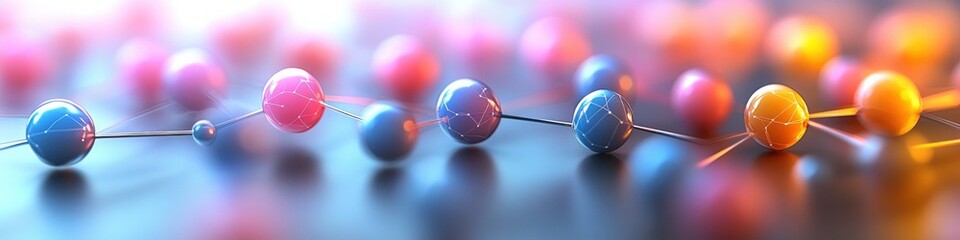 Abstract Geometric Hexagonal Pattern Background for Website Header Banner with Colorful Nodes