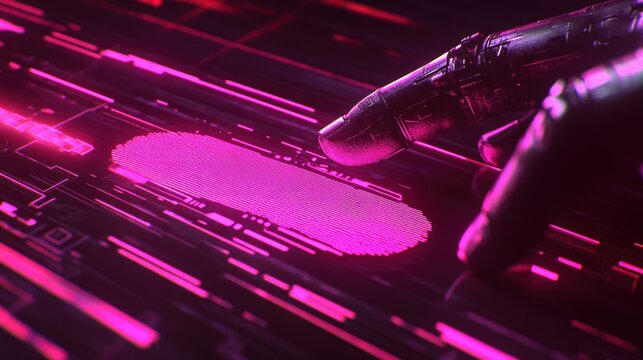 Futuristic Biometric Scanner with Neon Pink Illumination and HighTech Design for Security and - Powered by Adobe