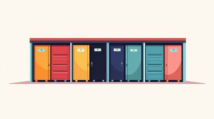 Obraz premium Open storage container with visible interior compartments flat design side view warehouse storage theme water color Triadic Color Scheme.