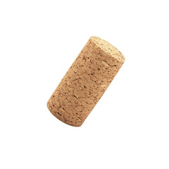 Natural Cork Stopper on a White Background