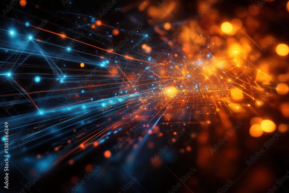Poster futuristic abstract technology background with glowing lines and geometric shapes