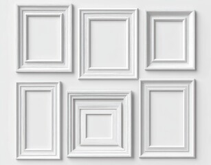 Minimalist White Wooden Picture Frames on White Background