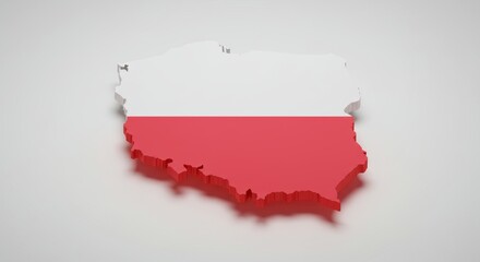 Fototapeta premium Detailed Poland Map Rendering with National Colors on Clean White Backdrop