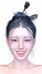 女性の顔アップ　3DCGレンダリング