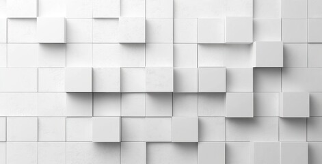 White 3D Cube Background Minimalist Geometric Design with Copy Space for Modern Aesthetic