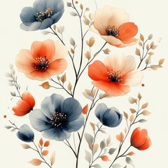 Watercolor Floral Pattern with Wildflowers Soft Pastel Meadow Botanical Design for Fabric and Wallpaper Nursery