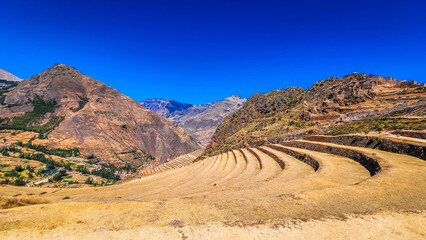 ANCIENT INCA TERRACES OF PISAC, SACRED VALLEY OF PERU