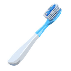Icon of a toothbrush in white and blue colors, clean and fresh design, symbolizing oral hygiene