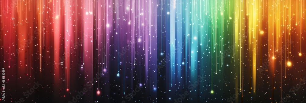Poster abstract digital artwork vibrant rainbow gradient background with minimalistic design and soft glowi