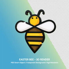 Easter Bee 3D Render with Transparent Background