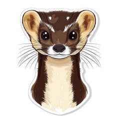 Bright and Colorful Cartoon Weasel Portrait Illustration - Cute and Adorable Nature Art for Mobile Stickers
