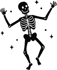 skeleton dancing at a Halloween party.