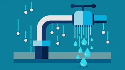 A malfunctioning faucet with data leaking out like water droplets.. Vector illustration
