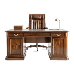 Elegant Executive Wooden Desk with Leather Chair Perfect for Home Office or Study