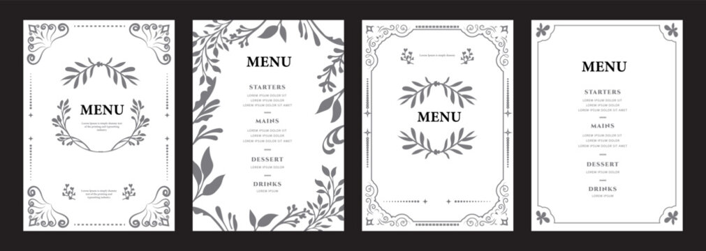 Elegant Restaurant Menu Templates Floral Frame Designs