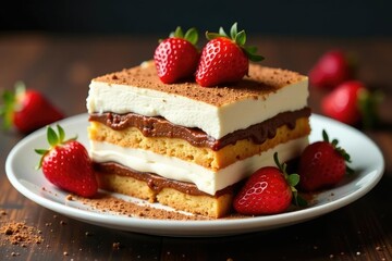 Classic Italian dessert, layers of coffee-soaked ladyfingers and creamy mascarpone , pastry, food photography, coffee flavor