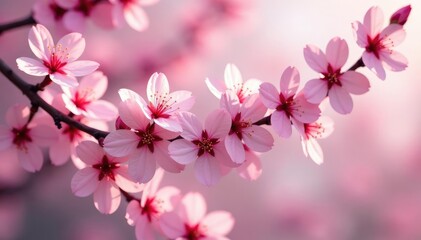 Fototapeta premium Delicate pink sakura blossoms, full bloom, repeating pattern, sakura, blossom, nature