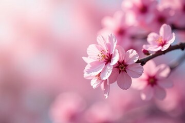Fototapeta premium Delicate pink sakura blossoms, full bloom, soft petals , vector, spring