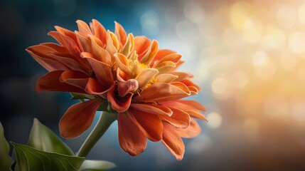 Vibrant Orange Flower Blooming Against a Bokeh Background
