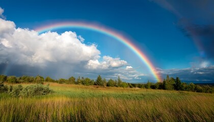 Naklejka premium 雨上がりの虹の空 