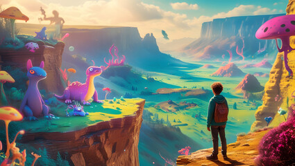 a boy in his dream world which is obsessive for dinosaur