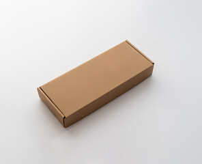 Brown cardboard box isolated on white background for shipping