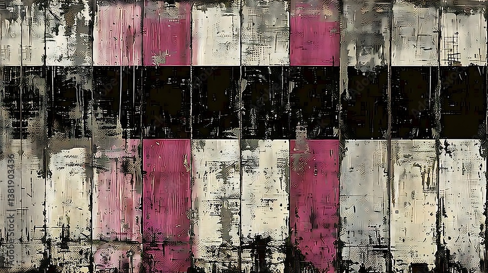 Poster an abstract artwork featuring a geometric pattern of squares and rectangles
