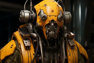 Design a realistic, futuristic pilot wearing a cybernetic suit with intricate details