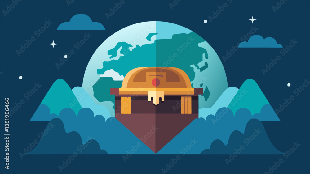 Poster a hidden gem tucked away from the world laden with irreplaceable historical data.. vector illustrati
