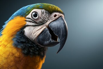 Obraz premium A colorful parrot with a blue and yellow head and a black beak