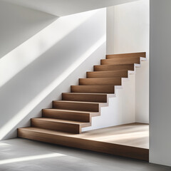 A contemporary staircase with floating wood steps and a sleek, open design for a modern look
