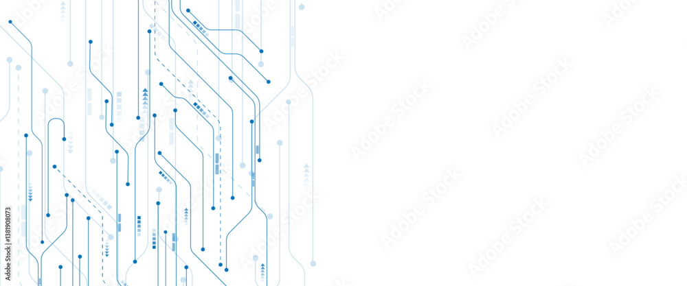 Poster Abstract technology background with circuit board texture. Technology background with crossed lines and dots.