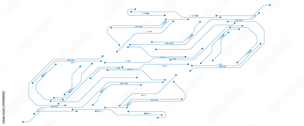 Aufkleber Abstract digital technology futuristic internet network speed connection white and blue background. High technology concept with circuit board texture on white background