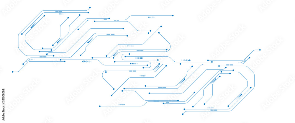 Aufkleber Abstract digital technology futuristic internet network speed connection white and blue background. High technology concept with circuit board texture on white background
