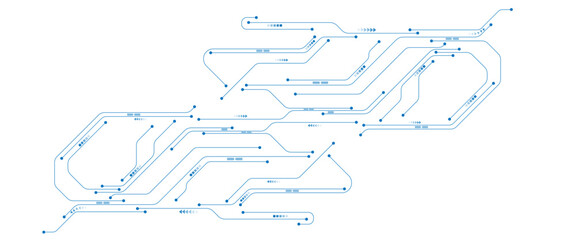 Abstract digital technology futuristic internet network speed connection white and blue background. High technology concept with circuit board texture on white background