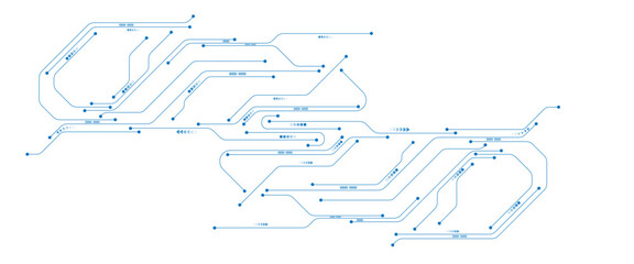 Obraz premium Abstract digital technology futuristic internet network speed connection white and blue background. High technology concept with circuit board texture on white background