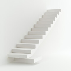 Fototapeta premium A floating staircase with white steps and no railing, offering a minimalist and modern architectural design