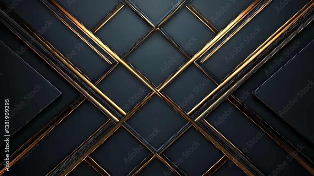 Poster elegant geometric pattern with black and gold lines creating a sophisticated and luxurious backdrop.