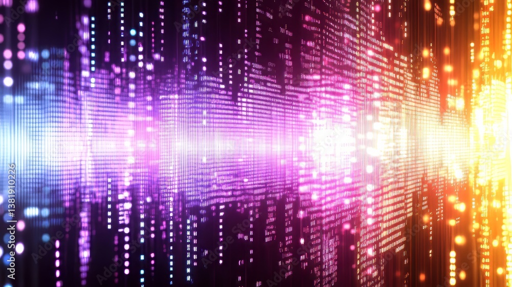 Aufkleber abstract cityscape with digital lights creating a vibrant, futuristic, and dynamic visual display.