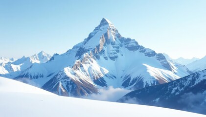 Fototapeta premium Snow covered mountain peak, pristine white landscape, summit, frost