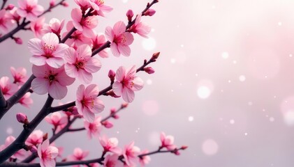 Fototapeta premium Intricate sakura branch pattern, vibrant pink and white hues, print, bloom