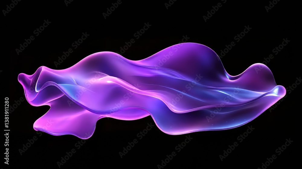Poster abstract purple shape floating against a dark backdrop with a gentle curve and soft light reflection