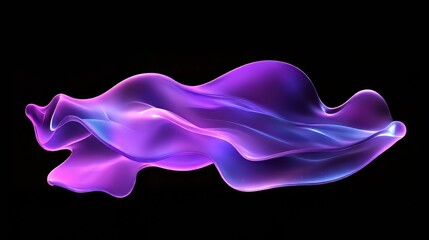 Naklejka premium Abstract purple shape floating against a dark backdrop with a gentle curve and soft light reflections.