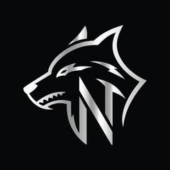 
Fox head Vector illustration. Letter N Monogram design wolf face vector  template.