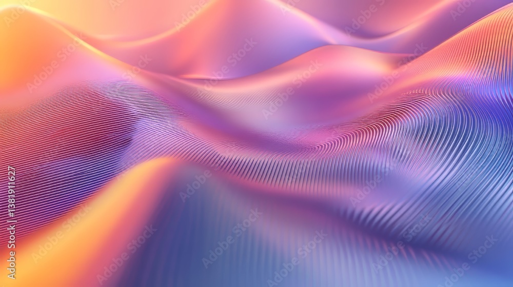 Poster abstract waves of color, creating a soothing and visually appealing texture with a metallic appearan